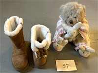 Jessica Cline Boots size-8 & stuffed bear