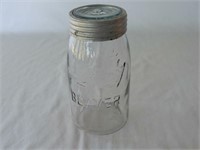 VINTAGE BEAVER QUART GLASS JAR / LID