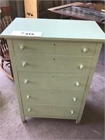 GREEN PAINTED TALL CHEST OF DRAWERS