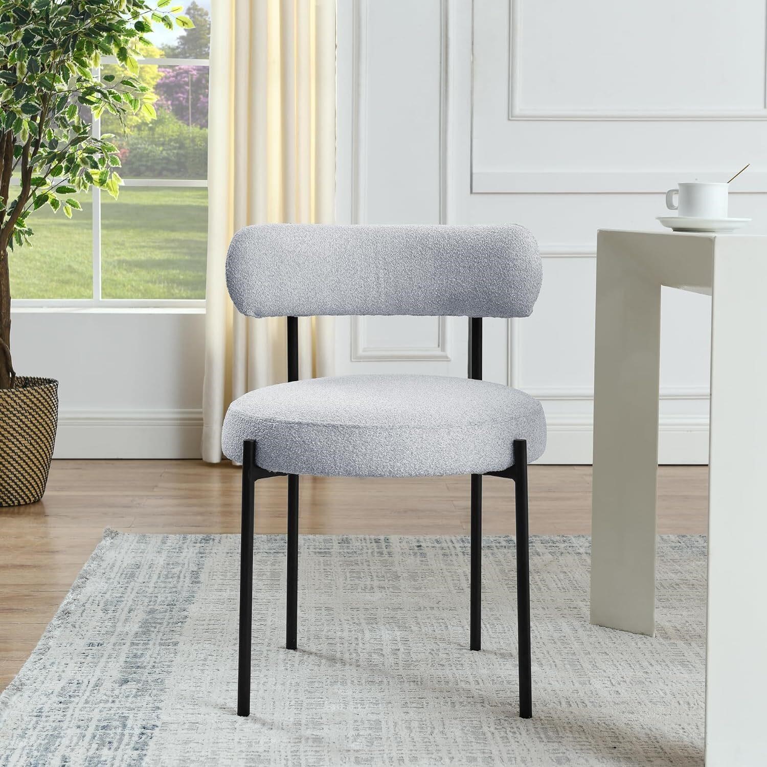 TEFUNE Armless Chairs, Upholstered, Grey