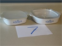 2 COVERED CORNING DISHES