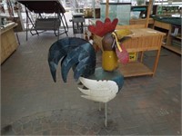 Large metal handmade rooster with spring head