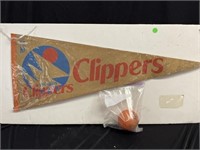 Vintage San Diego Clippers Banner & Mini Ball