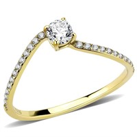Gold Ion Plated Round .25ct White Sapphire Ring