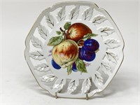 Pierced Porcelain Painted Fruit Plate 8"