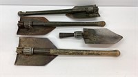 US Military Shovels (3) with Handles and (1)