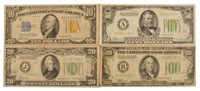 1934 Series  $100, $50, $20, & $10 Bills