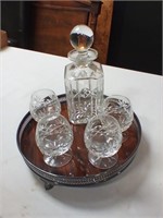 Whiskey decanter/glass/tray