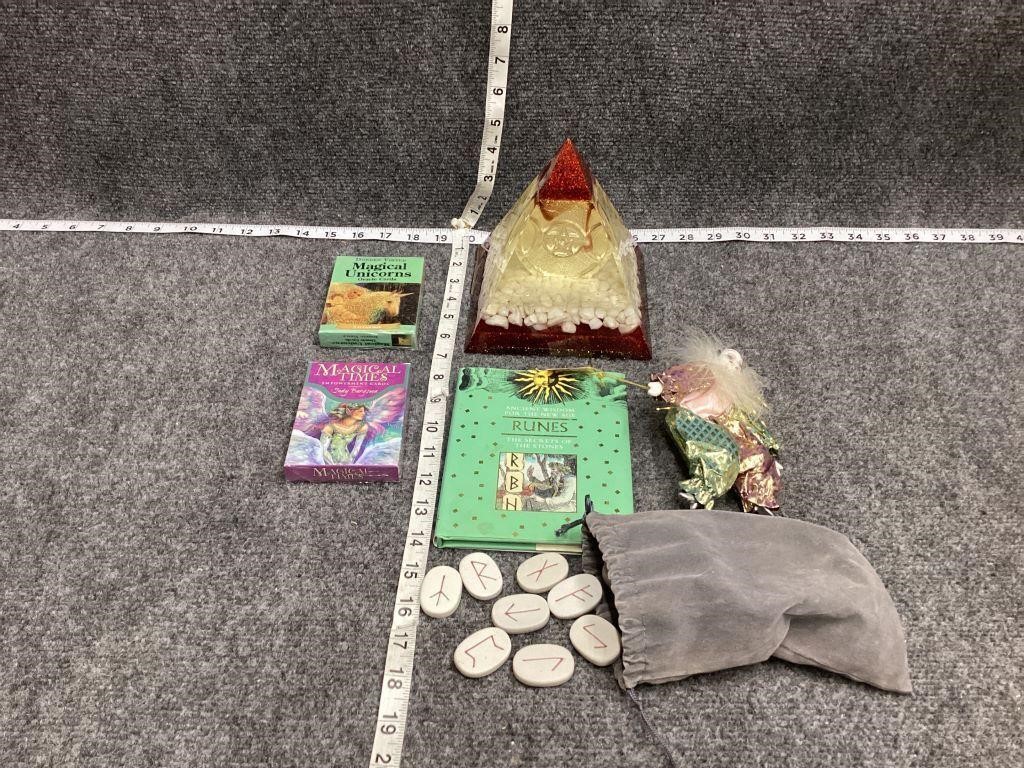 Cards, Stones, Resin Pyramid and Doll Bundle