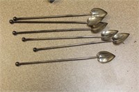 Set of Six Sterling Leaf Straws/Stirrer