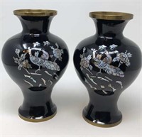 Pair of Korean Black Brass and Mother of Pearl
