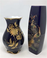 Pair of Asian-Inspired Gold Painted Vases
