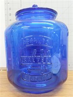 Cobalt blue glass peanut jar canister