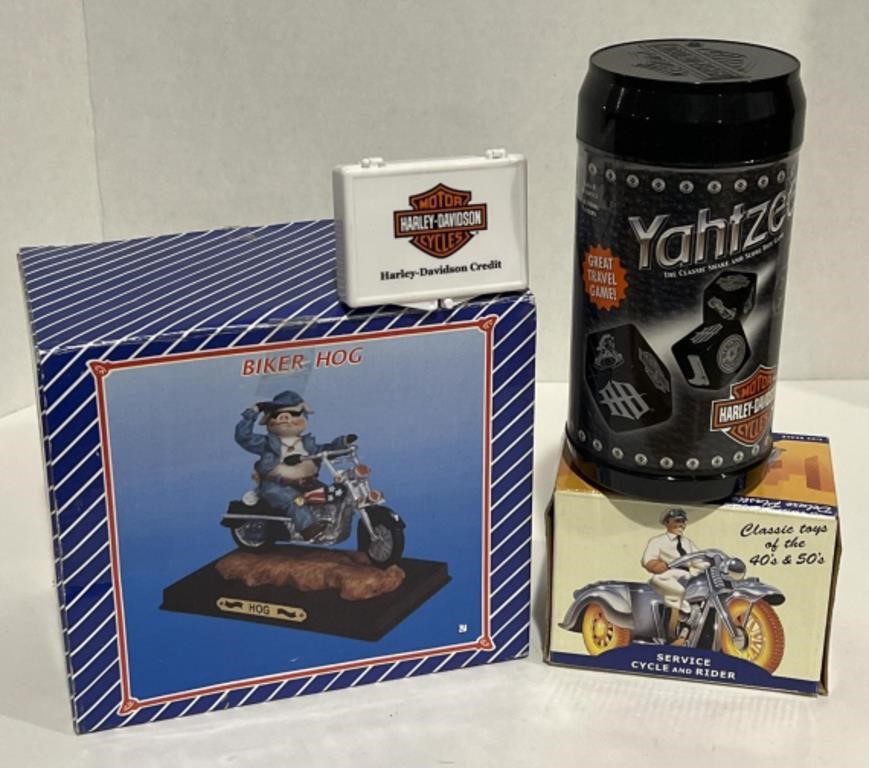 “Biker Hog” Statuette, Service Cycle And Rider,