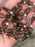 Long Pretty Necklace With Brown Beads