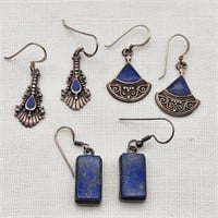 Silver Lapis Lazuli Pierced Earrings