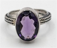 Ladies Sterling Silver Amethyst Ring