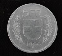 1968 B Swiss 5 FR Coin