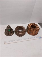 3 vintage copper molds