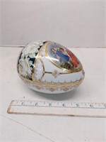 Vintage 2pc porcelain egg decorated