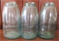 Lot of 3 Blue Glass Jars - 9.25" tall