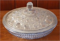 Blue Glass Covered Dish - 7.5" round