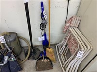 Vacuum, broom, dust pans