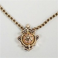 Victorian tested 10K gold slide necklace - 18"L,