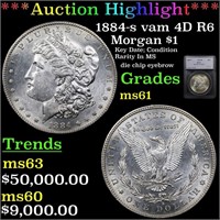*Highlight* 1884-s vam 4D R6 Morgan $1 Graded ms61