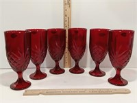 Shannon Crystal Red Iced Tea Glasses