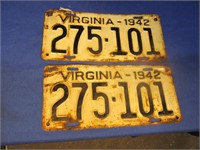 Pair of 1942 Virginia License Plates