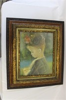 LARGE Impressionistic Painting: Child and Flowers