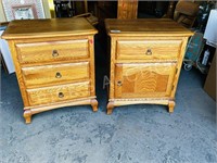 pair of oak side tables - 29 h x 24 x 18