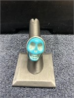 Vintage Blue Skull Skeleton Ring