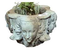Cast Concrete Figural Lady Head Garden Planter