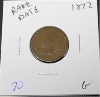 1872 INDIAN HEAD CENT RARE DATE