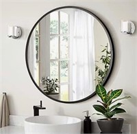$70 24” black round bathroom wall mirror