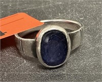 LARGE SAPPHIRE & STERLING SILVER RING