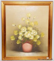 T.Hope Oil Painting on Canvas Still Life 'Roses'