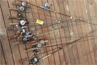 Antique Steel Fishing Poles w/ Bait Cast Reels