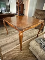 SQUARE FRENCH PROVINCIAL DINING TABLE.