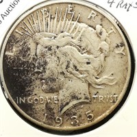 1935 S Peace Dollar $1 Rev 4 Rays