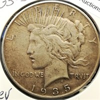 1935 S Peace Dollar $1 Rev 4 Rays