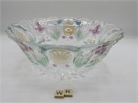LOVELY CRYSTAL BOWL WITH COLOURED DESIGN