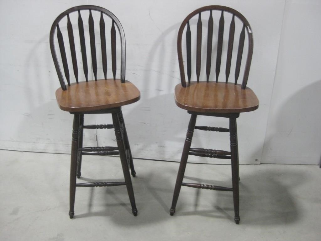 Two Wood Swivel Chair See Info