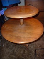 Mid Century Maple Tiered Accent Display Table