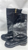 Black Leather Zip Up Boots Size 3
