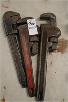 THREE PIPE WRENCHES