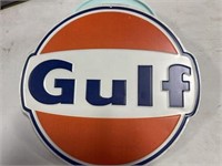 Gulf Tin Sign, 12" round