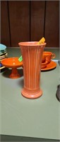Vintage Genuine Fiestaware Flamingo? 7.5" Vase